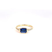 Bezel set Blue Sapphire and Diamond Ring