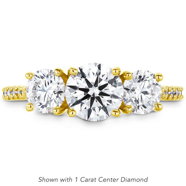 0.91 ctw. Camilla 3 Stone Diamond Engagement Ring in 18K Yellow Gold