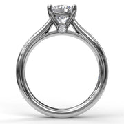 FANA 14K White Gold Classic Solitaire Diamond Engagement Semi-Mount with Surprise Diamond Ring
