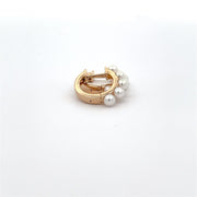 Plateau Jewelers 13mm Hinged Hoop Earring in 14k Yellow Gold with 3mm Akoya Pearls