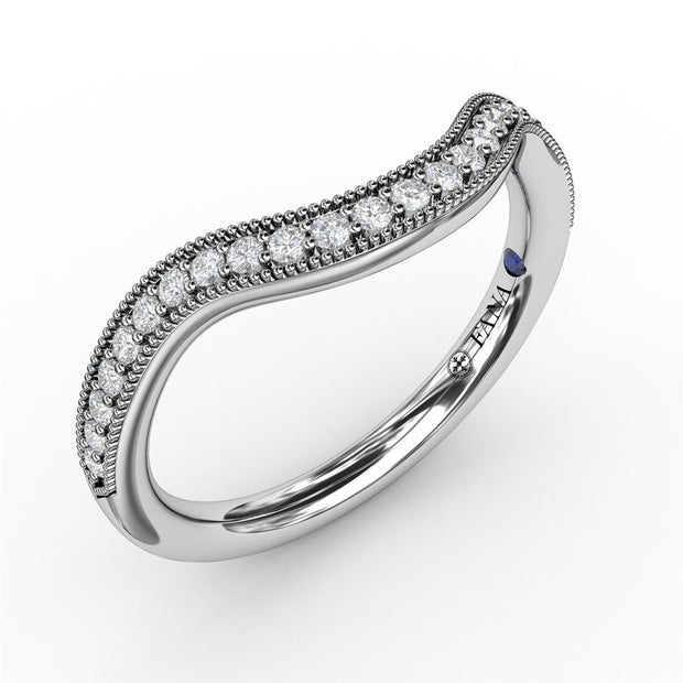 Fana Vintage Bead Set Contour Diamond Band 0.21Cts. Available In White, Rose And Yellow Gold Or Platinum