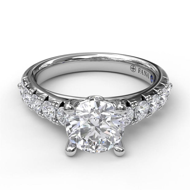 Fana French Pave Diamond Engagement Semi-Mount in 14k White Gold