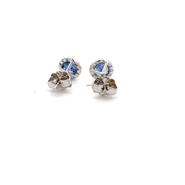 Sapphire and Diamond Stud Earrings in 14k white gold
