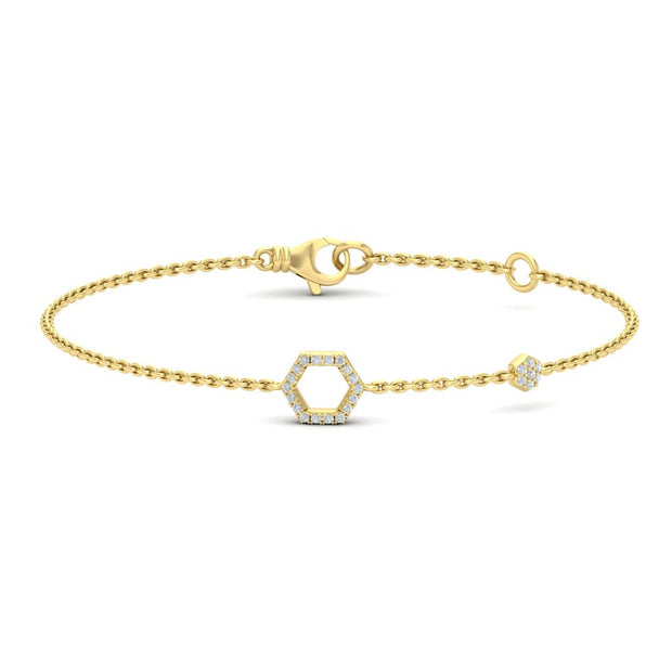 Vlora Diamond Bracelet in 14K Yellow Gold with 0.12ct in hexagon shape.