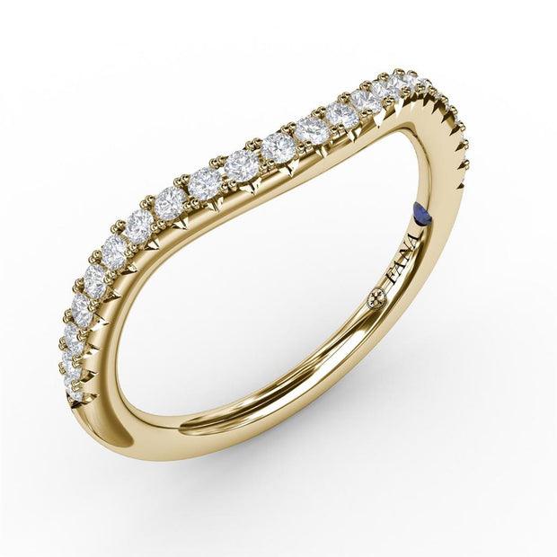 FAna French Pave Set Contour Diamond Band 0.23cts Available in White Rose or Yellow Gold or Platinum