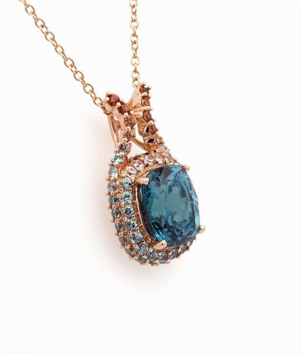 Plateau Jewelers Blue Zircon Pendant in 14k Yellow Gold