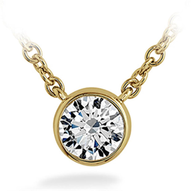 Memoire Cascade Solitaire Diamond Bezel Pendant in 18K Yellow Gold with 0.30cts