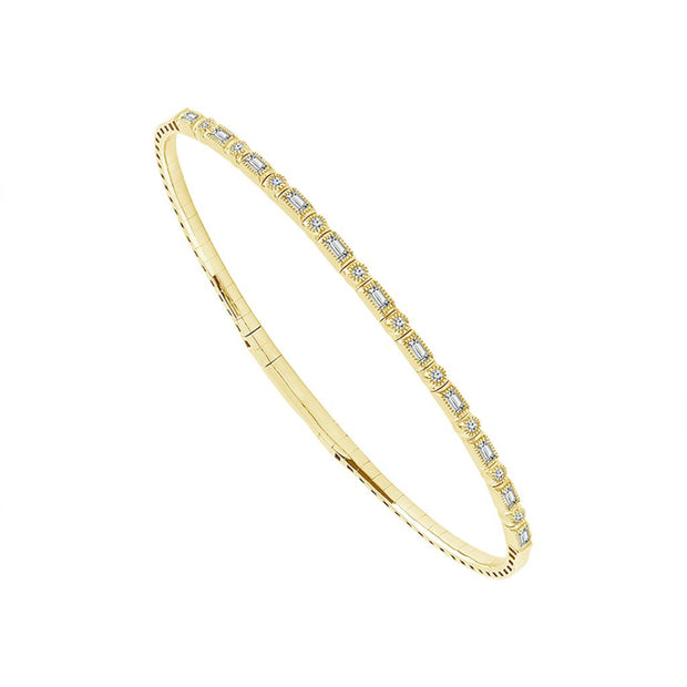 IDD Diamond Bangle Bracelet in 14k Yellow Gold + Titanium Wire with 0.38ctw