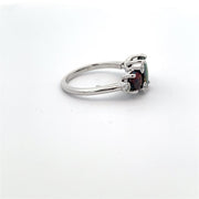 Black Opal and Diamond Ring in 14k White Gold
