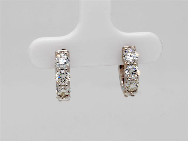 Plateau Jewelers' Diamond Hoop Earrings in 14k White Gold