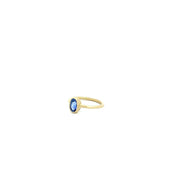 Oval Sapphire Ring with bezel set blue sapphire