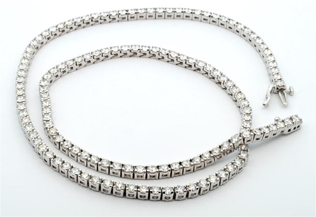 Diamond Tennis Necklace in 14k White Gold. 10.83 ct