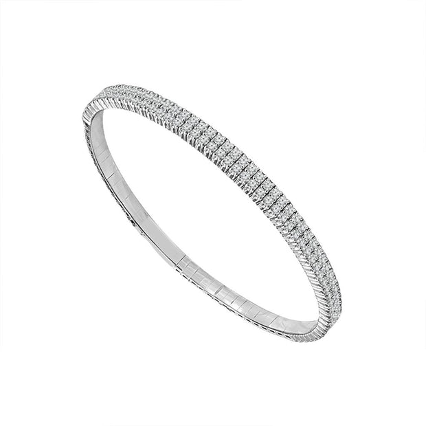 Flexible Diamond Bangle Bracelet in 14k White Gold