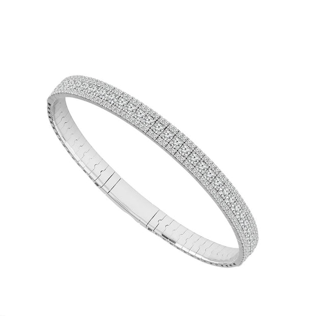 IDD Flexible Diamond Bangle Bracelet in 14K White Gold and Titanium with 2.87cts