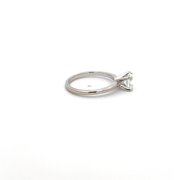 Solitaire Engagement Ring in 14k White Gold with .97 ct. G/SI-1 Fire Cushion.