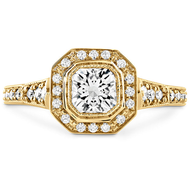 0.3 ctw. Deco Chic DRM Halo Engagement Ring in 18K Yellow Gold