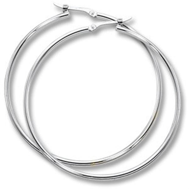 Carla Hoop Earrings in 14k white gold. 1.5x40mm