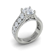Vlora Diamond Semi-Mount Ring With Round And Oval Side Stone In 14K White Gold And 1.78Cts