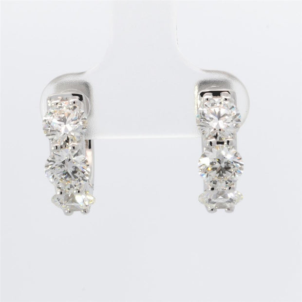 Plateau Jewelers Diamond Hoop Earrings in 14k White Gold. 3.00 ctw