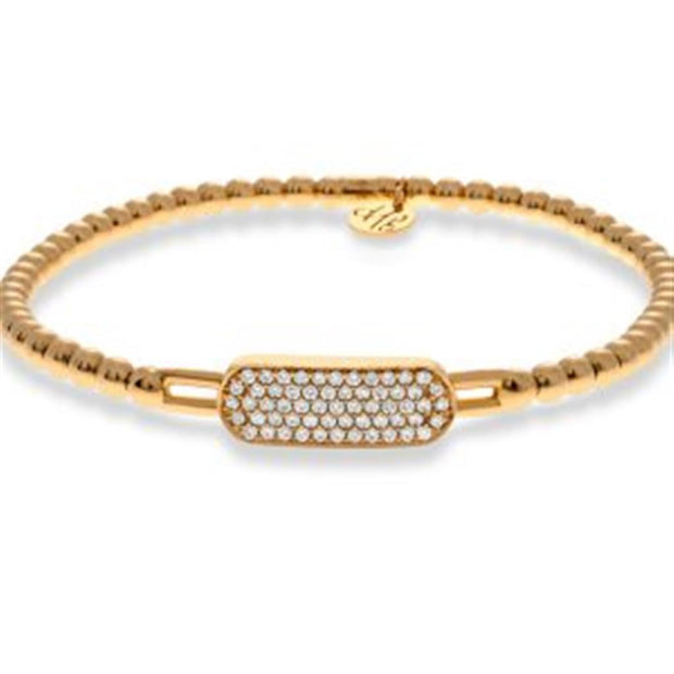 Hulchi Belluni 18K Gold Stretch Bead Bracelet with Diamonds .24 tcw. Also Available in Rose and White Gold