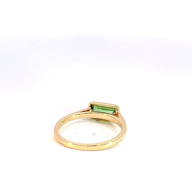 Tsavorite Garnet and Diamond Ring in 18k Yellow Gold