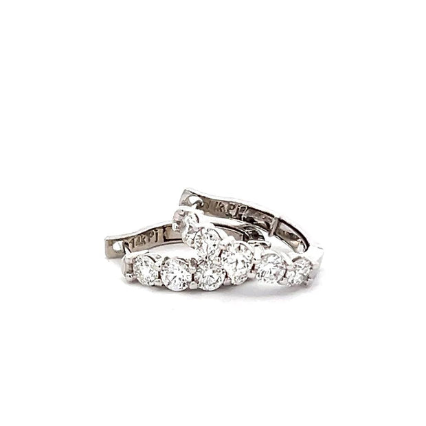 Plateau Jewelers' Diamond Hoop Earrings in Platinum. (15mm diameter x 3.1mm wide)  1.134 ctw