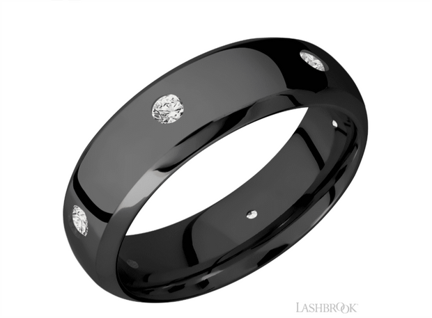 Lashbrook Designs dome bevel diamond band in blackened zirconium