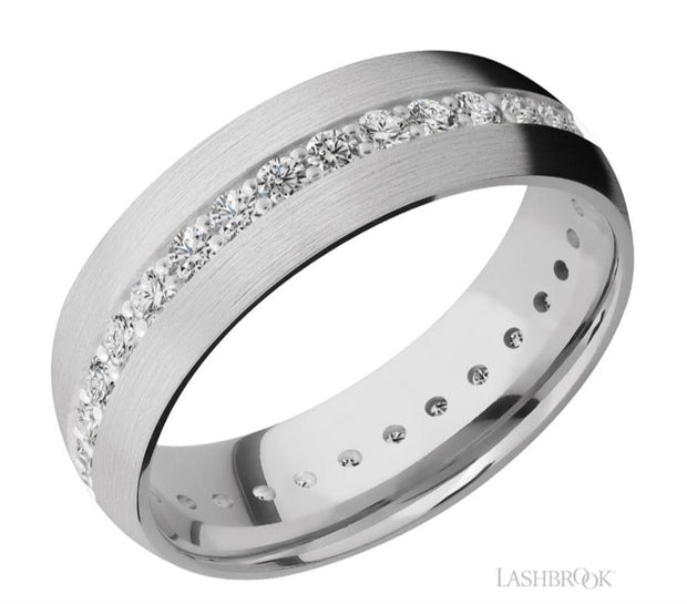 Lashbrook Designs Domed Diamond Eternity Band With Satin Finish in 14k White Gold