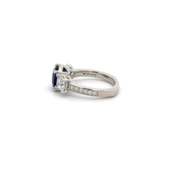 Plateau Jewelers Sapphire and Diamond Ring in Platinum
