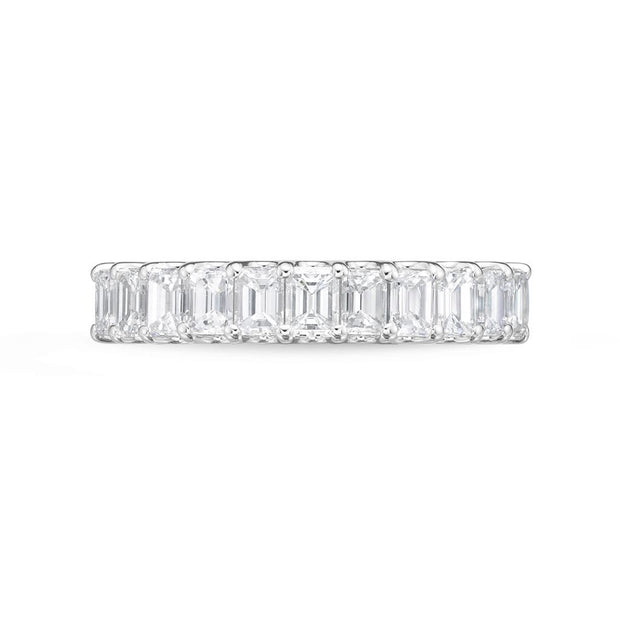 Memoire' Geo Arts Diamond Band with Emerald Cut Diamonds in 18k White Gold