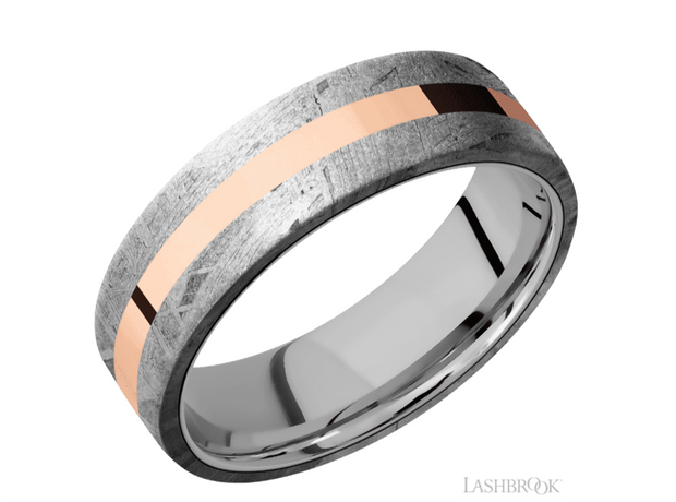 Lashbrook Designs flat wedding band in 14k rose gold