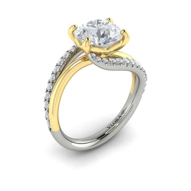 Vlora Diamond Engagement Ring in Platinum and 14k Yellow Gold