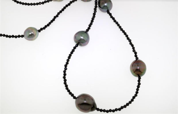 Black Spinel and Black Tahitian Pearl Necklace