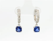 Plateau Jewelers Diamond Hoop Earrings with Blue Sapphire drops