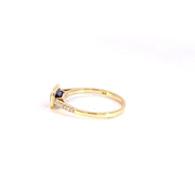 Bezel set Blue Sapphire and Diamond Ring