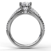 FANA 14K White Gold Wavy Triple Split Diamond Engagement Semi-Mount Ring
