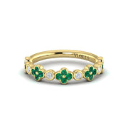 Vlora Emerald and Diamond Ring in 14k Yellow Gold