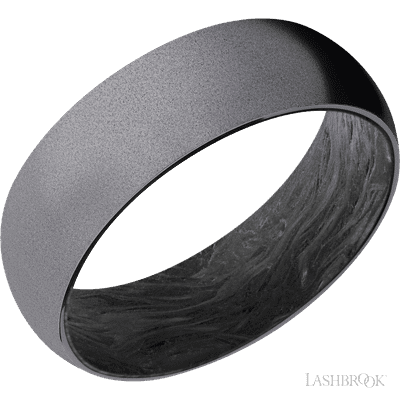 7 mm wide Domed Tantalum band featuring a Forged Carbon Fiber sleeve.