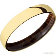 4 mm wide Domed 14K Yellow Gold band featuring a Cocobolo sleeve.