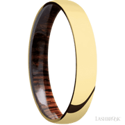 4 mm wide Domed 14K Yellow Gold band featuring a Cocobolo sleeve.