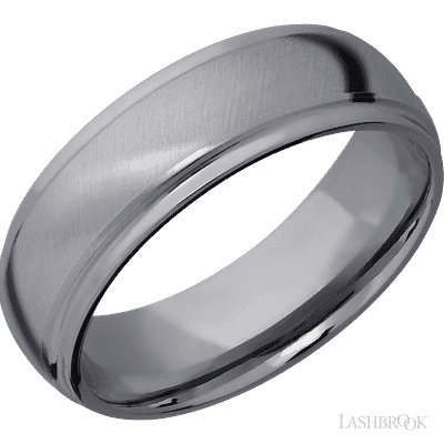 7 mm wide Domed Stepped Down Edges Tantalum band.