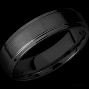 6 mm wide Flat Grooved Edges Zirconium band.