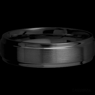 6 mm wide Flat Grooved Edges Zirconium band.